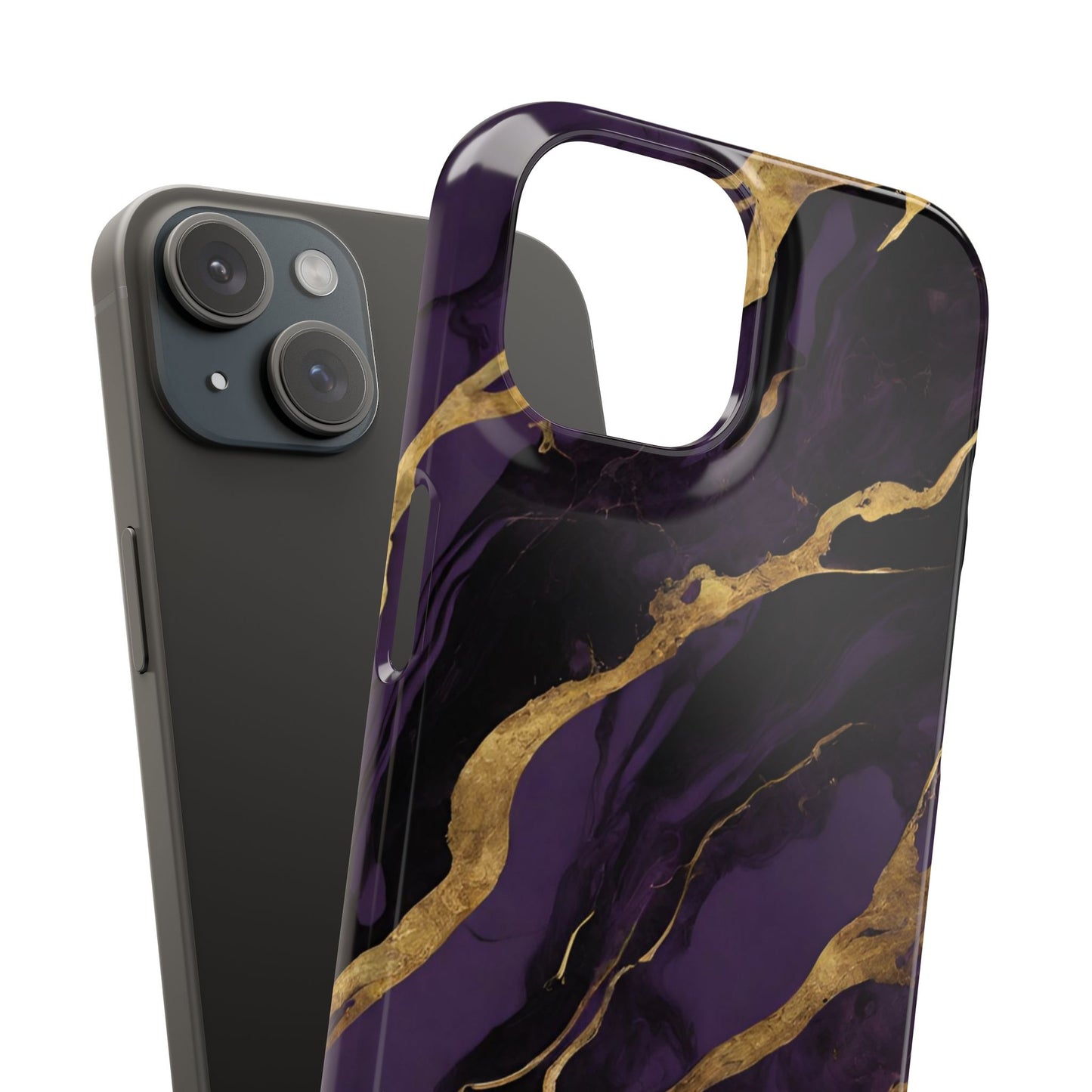 Elegant Purple & Gold Marble Phone Case - Stylish Snap Case for Protection