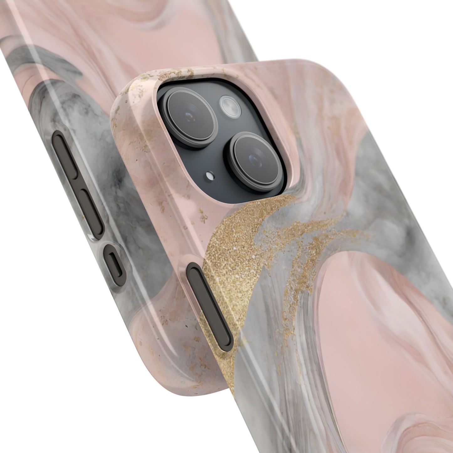 Chic Marble Snap Cases - Elegant Pink & Gold Design for Stylish Protection