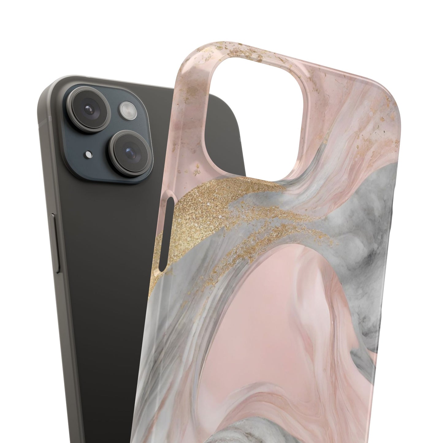 Chic Marble Snap Cases - Elegant Pink & Gold Design for Stylish Protection