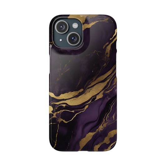 Elegant Purple and Gold Marble Phone Snap Case